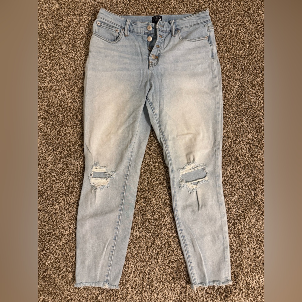 J. Crew Light Blue Ripped Skinny Jeans